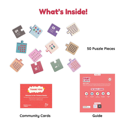 Count & Match - Number Learning Puzzle for Kids, 50 Self-Correcting Pieces (Ages 4-6)