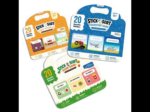 Stick & Sort 3-in-1 - Reusable Sticker Activity Game for Kids (Ages 4+)