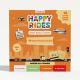 Happy Rides - Vehicle Puzzle & Card Game for Kids, 70 Pieces, 15 Puzzles, 4 Levels (Ages 4+)