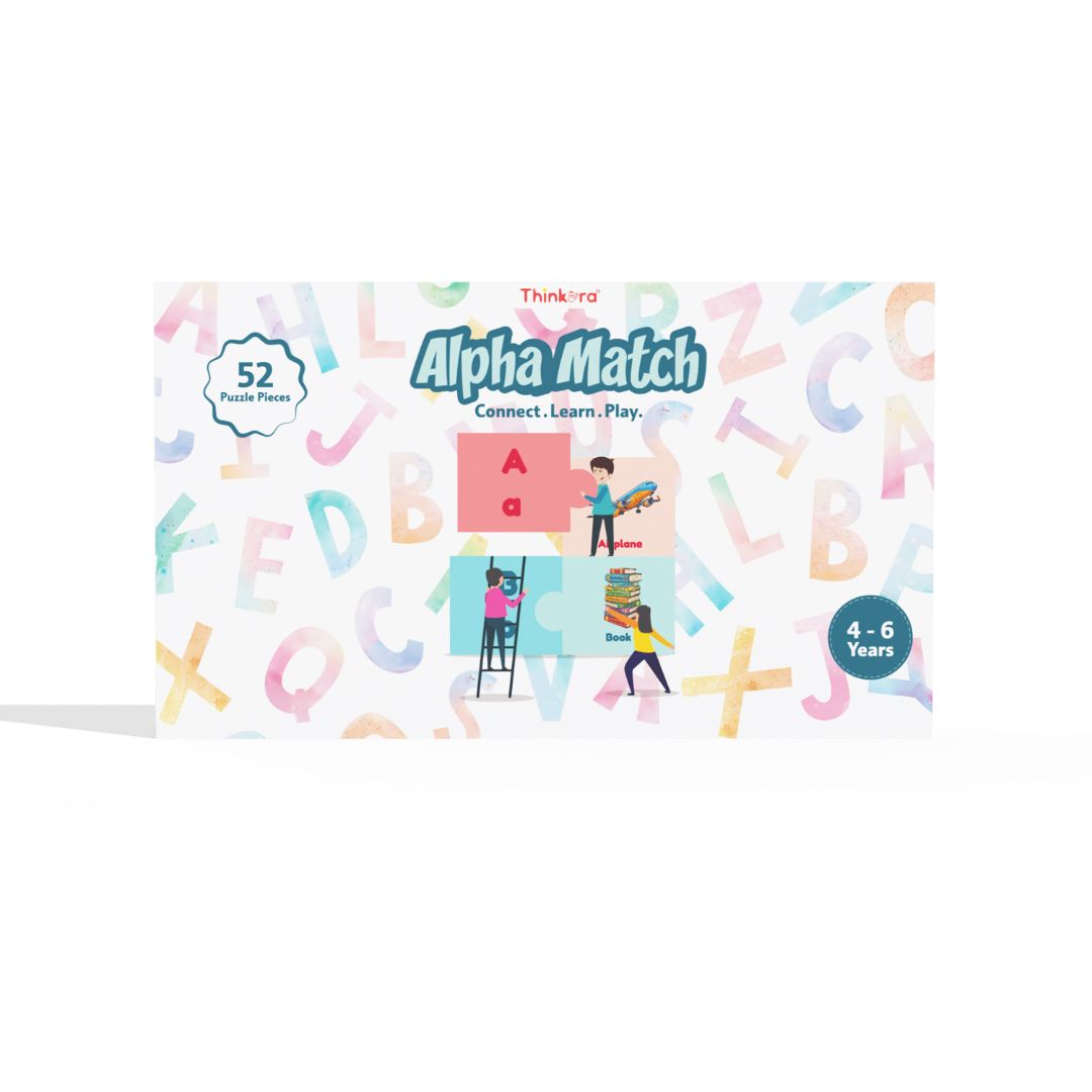Alpha Match - English Alphabet Puzzle for Kids, 52 Self-Correcting Pieces (Ages 4-6)