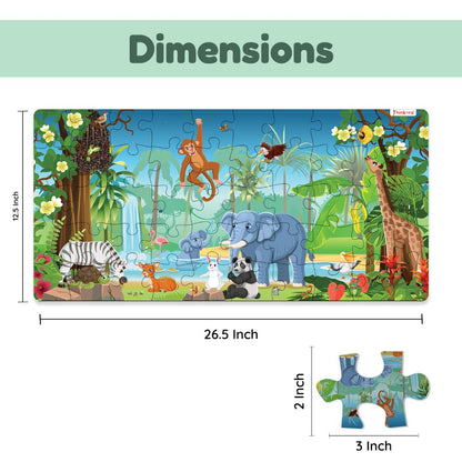 Jumble Jungle - Jumbo Floor Puzzle for Kids, 50 Pieces with 20 Animal Game Cards (Ages 4+)