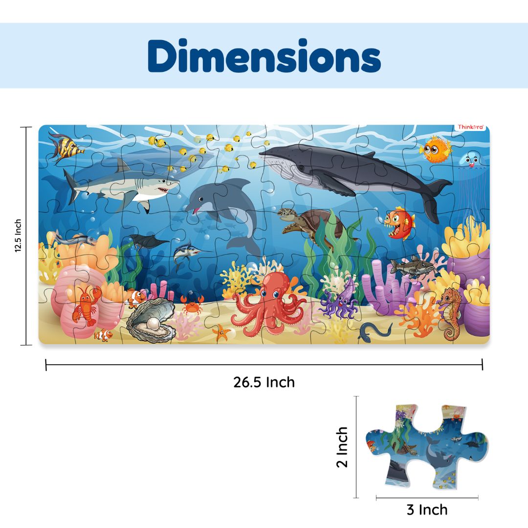 Ocean Adventure - Jumbo Floor Puzzle for Kids, 50 Pieces with 25 Sea Animal Cards (Ages 4+)