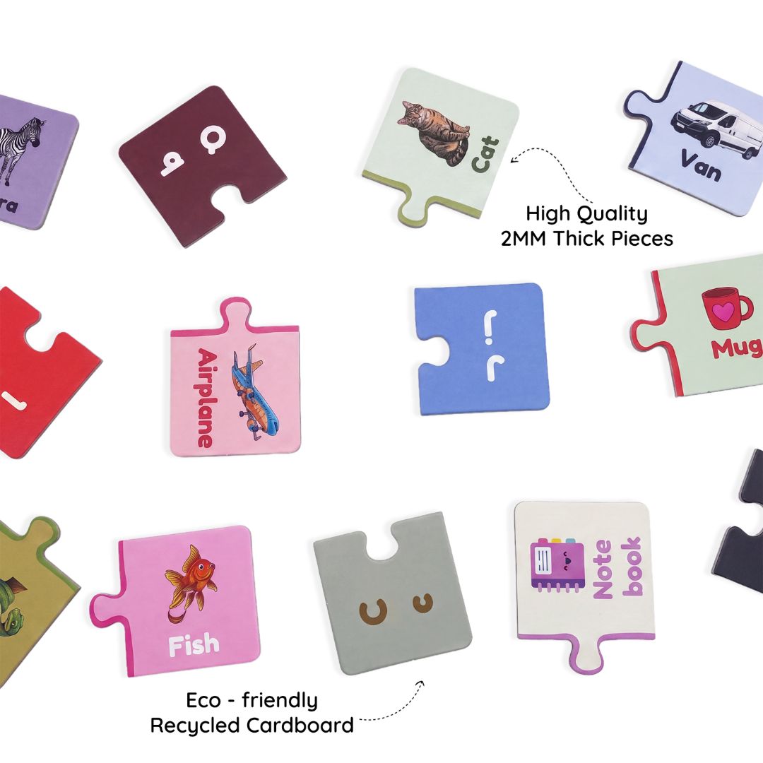 Alpha Match - English Alphabet Puzzle for Kids, 52 Self-Correcting Pieces (Ages 4-6)