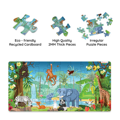 Jumble Jungle - Jumbo Floor Puzzle for Kids, 50 Pieces with 20 Animal Game Cards (Ages 4+)