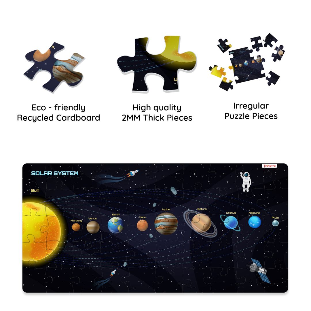 Orbit Master - Solar System Puzzle & Card Game for Kids, 50 Pieces with 15 Cards (Ages 4+)
