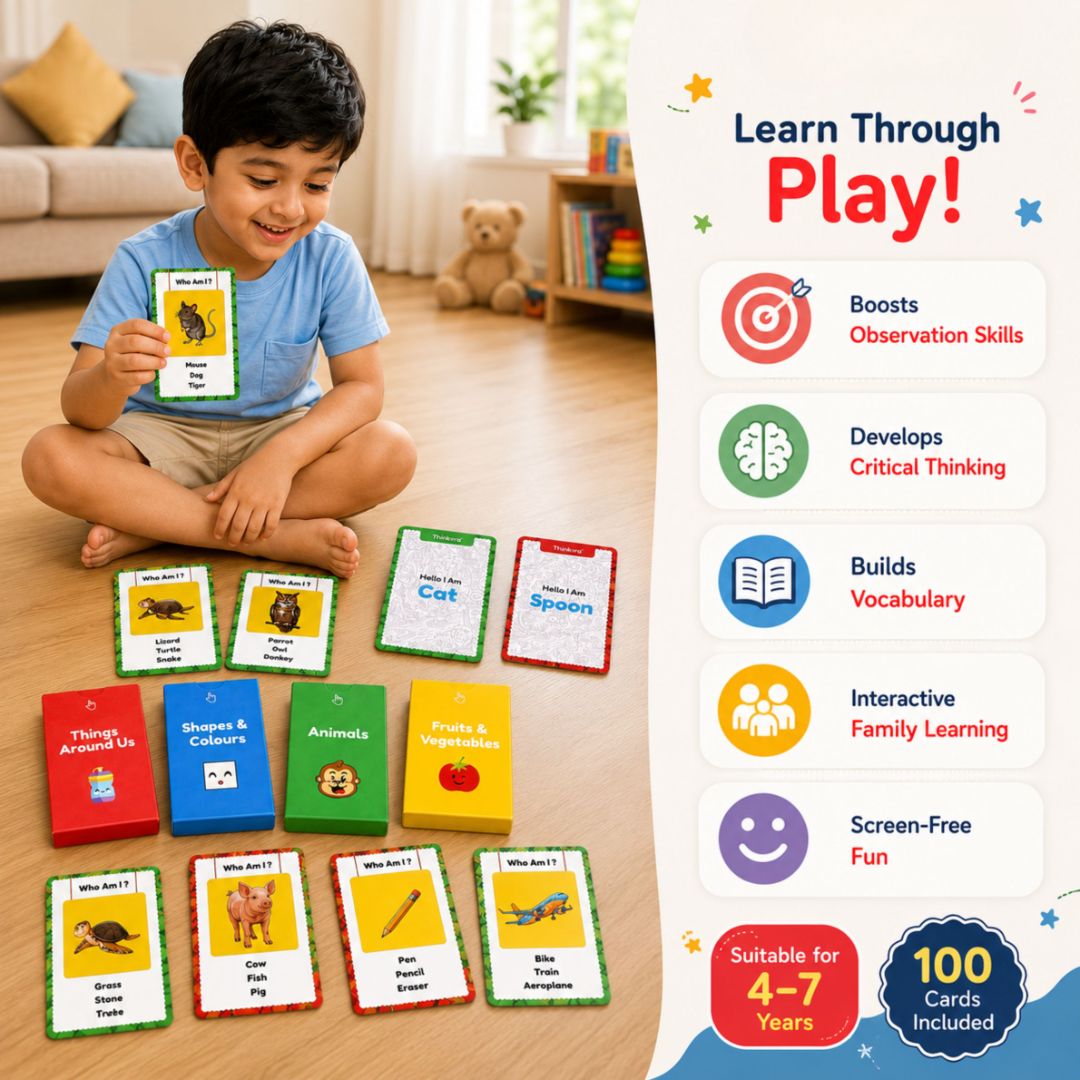 Think & Find - Card Game for Kids, 100 Picture Cards, 4 Games in 1 (Ages 4-7)