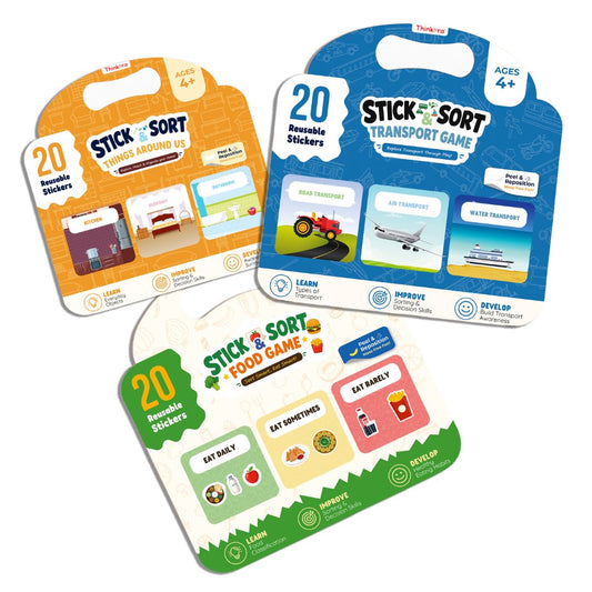 Stick & Sort 3-in-1 - Reusable Sticker Activity Game for Kids (Ages 4+)