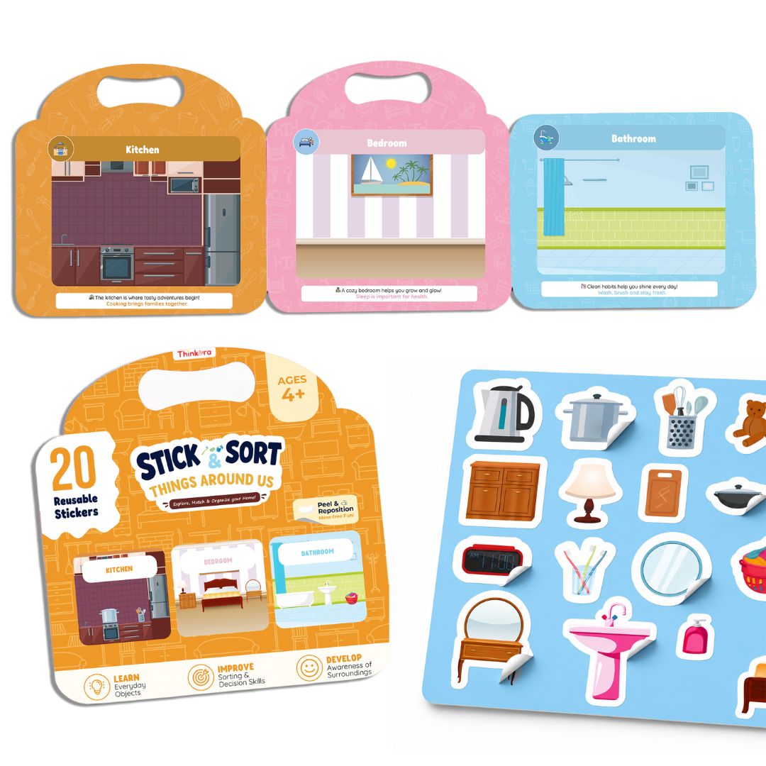 Stick & Sort 3-in-1 - Reusable Sticker Activity Game for Kids (Ages 4+)