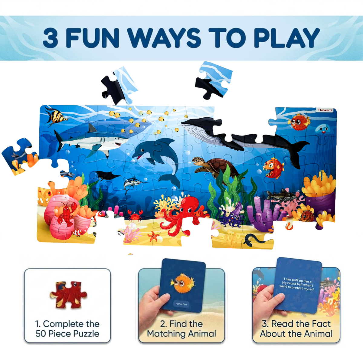Three fun ways to play Ocean Adventure floor puzzle
