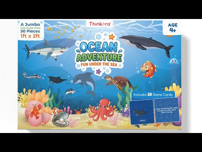 Ocean Adventure - Jumbo Floor Puzzle for Kids, 50 Pieces with 25 Sea Animal Cards (Ages 4+)