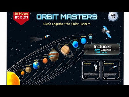 Orbit Master - Solar System Puzzle & Card Game for Kids, 50 Pieces with 15 Cards (Ages 4+)